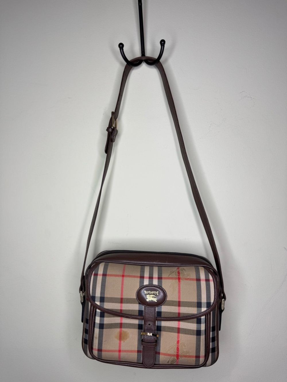 Burberry Beige Crossbody Bag with Brown Trim